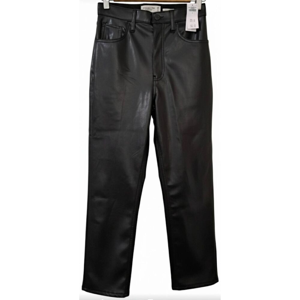 Abercrombie & Fitch womens size 26 Vegan Leather Straight Ultra Hi Rise Pants